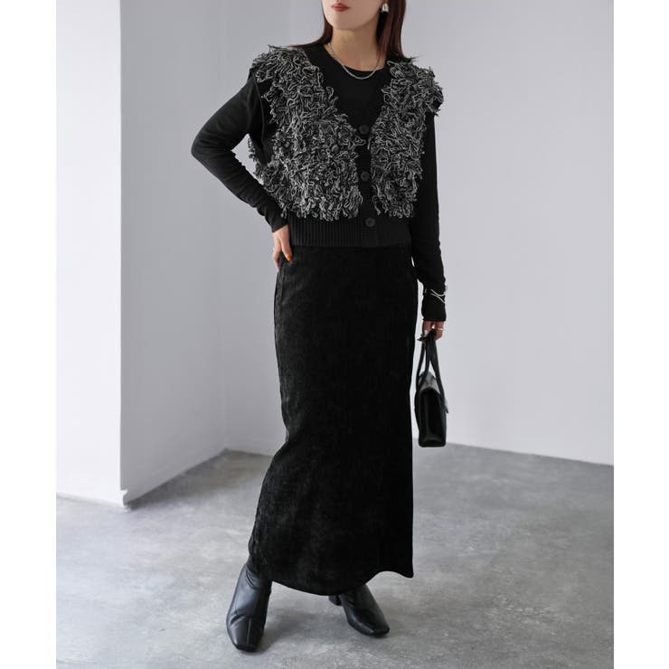 【レイヤードで体型カバー】フリンジニットベスト／大人カジュアル／春／Vネック | Riberry | 詳細画像2 