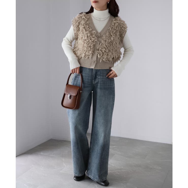 【レイヤードで体型カバー】フリンジニットベスト／大人カジュアル／春／Vネック | Riberry | 詳細画像22 