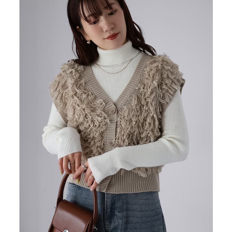 【レイヤードで体型カバー】フリンジニットベスト／大人カジュアル／春／Vネック | Riberry | 詳細画像25 