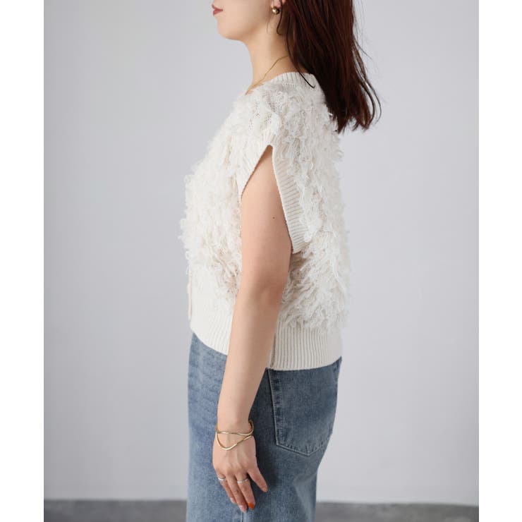 【レイヤードで体型カバー】フリンジニットベスト／大人カジュアル／春／Vネック | Riberry | 詳細画像30 