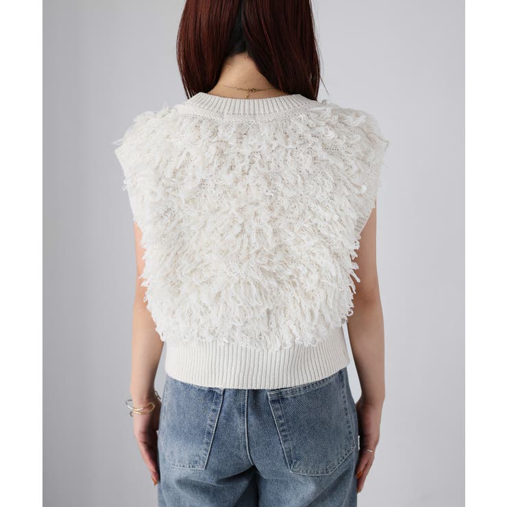 【レイヤードで体型カバー】フリンジニットベスト／大人カジュアル／春／Vネック | Riberry | 詳細画像31 