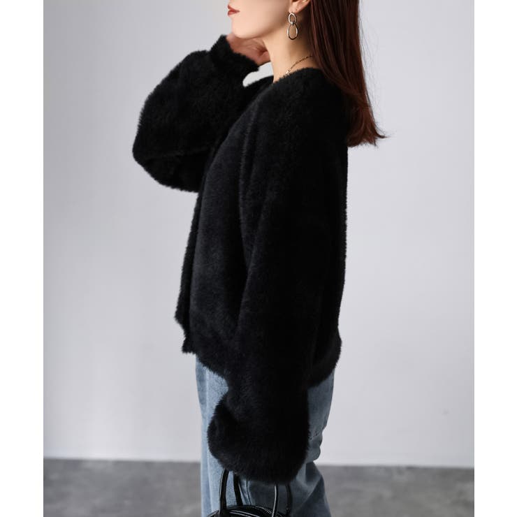 金ボタンシャギーニットカーディガン[品番：RBRW0000063]｜Riberry