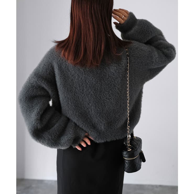 金ボタンシャギーニットカーディガン[品番：RBRW0000063]｜Riberry