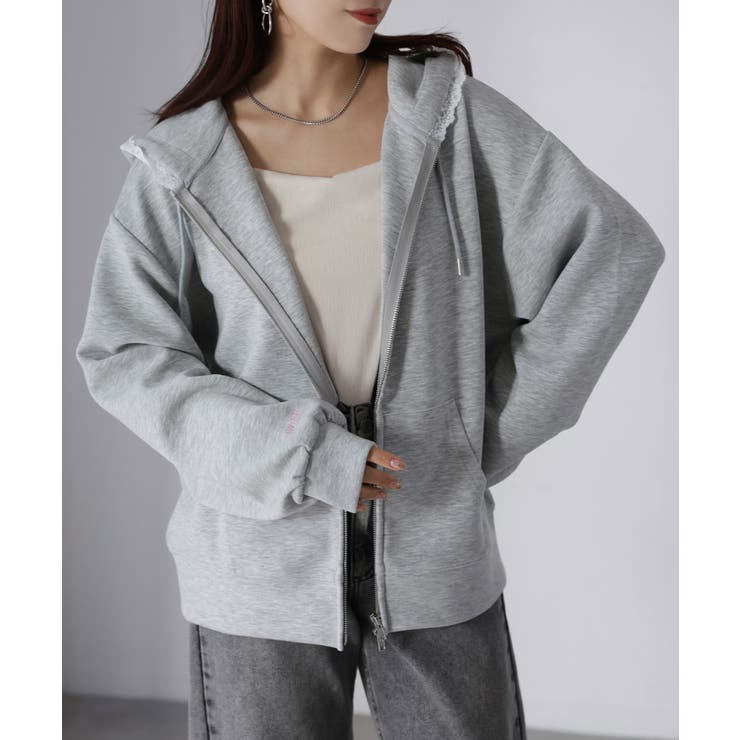 袖ロゴ刺繍レースダブルジップパーカー | Riberry | 詳細画像14 