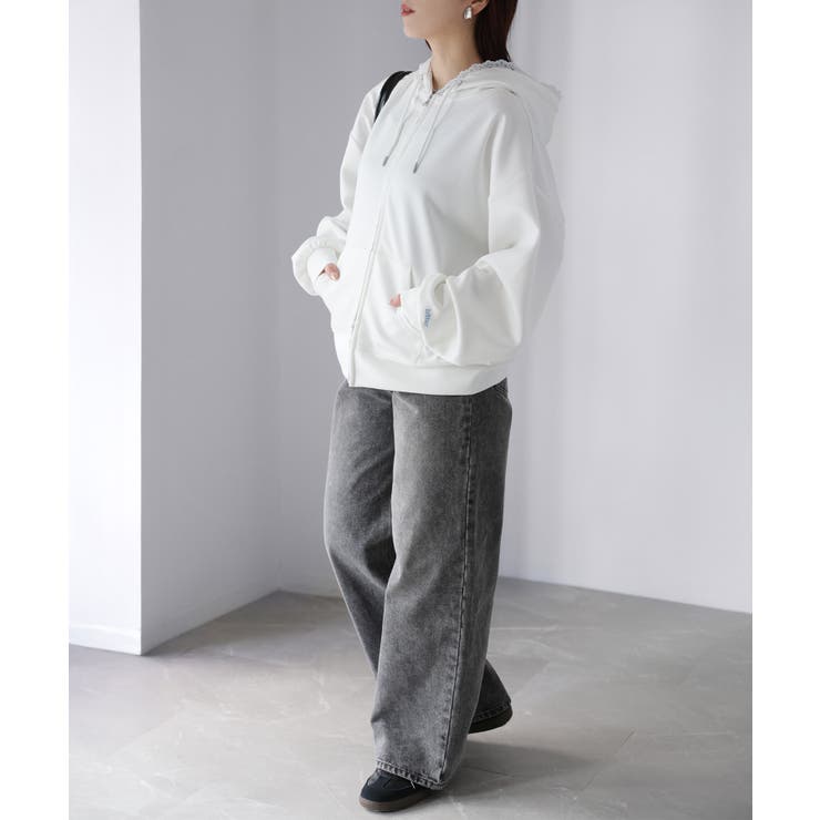 袖ロゴ刺繍レースダブルジップパーカー | Riberry | 詳細画像29 