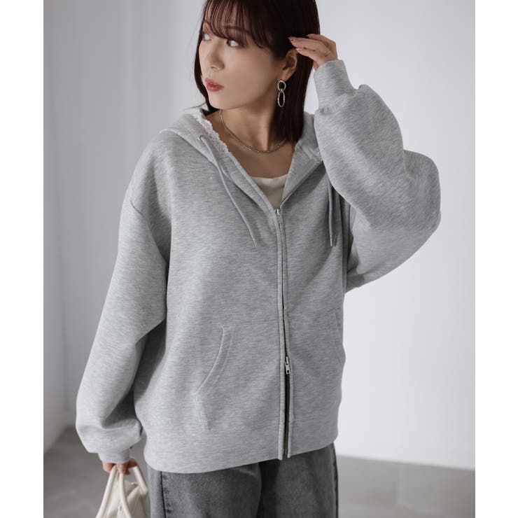 袖ロゴ刺繍レースダブルジップパーカー | Riberry | 詳細画像3 