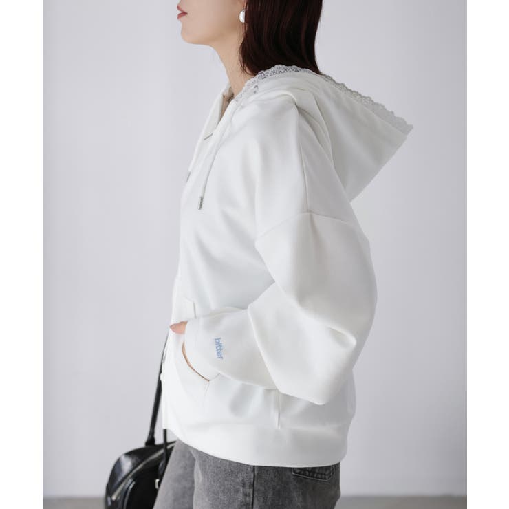 袖ロゴ刺繍レースダブルジップパーカー | Riberry | 詳細画像31 