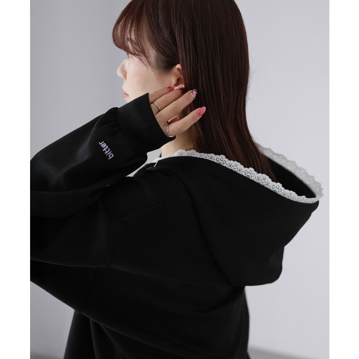 袖ロゴ刺繍レースダブルジップパーカー | Riberry | 詳細画像33 