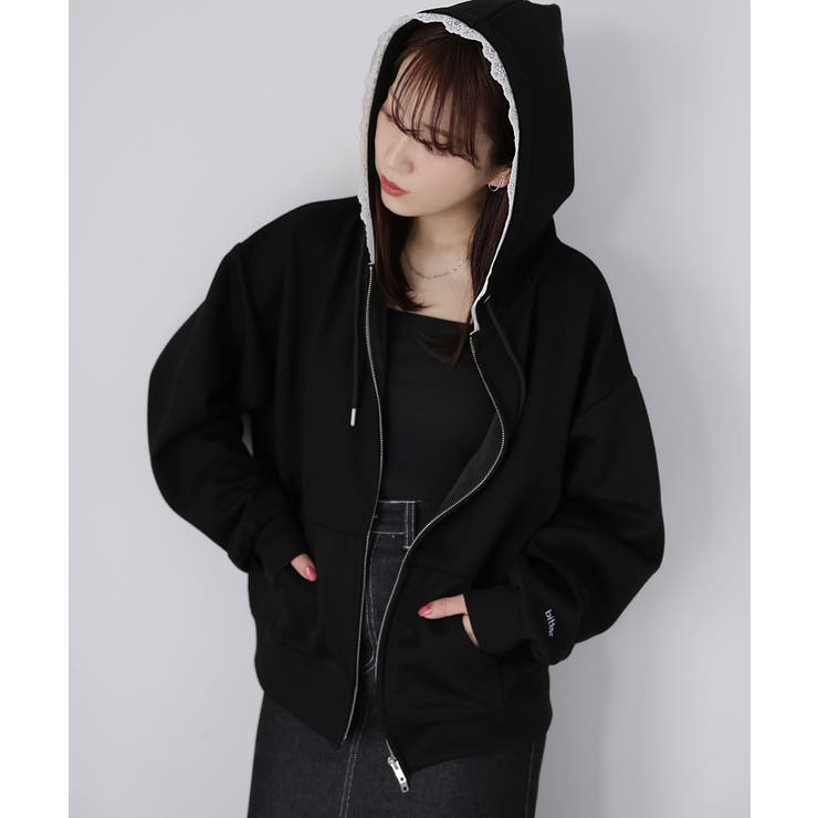 袖ロゴ刺繍レースダブルジップパーカー | Riberry | 詳細画像35 