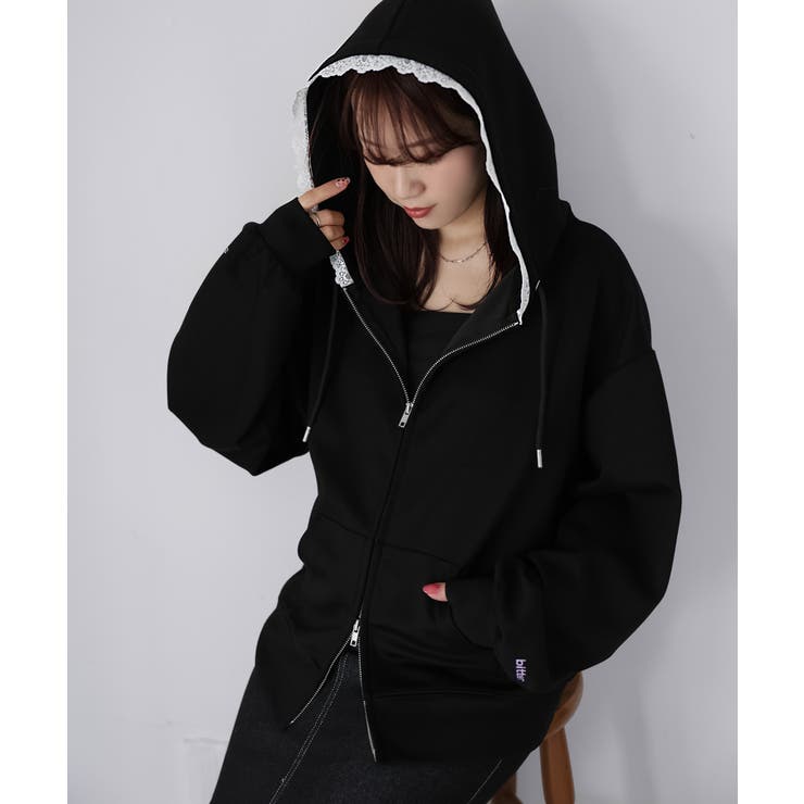 袖ロゴ刺繍レースダブルジップパーカー | Riberry | 詳細画像39 