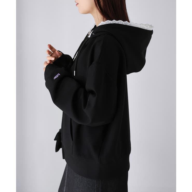 袖ロゴ刺繍レースダブルジップパーカー | Riberry | 詳細画像44 