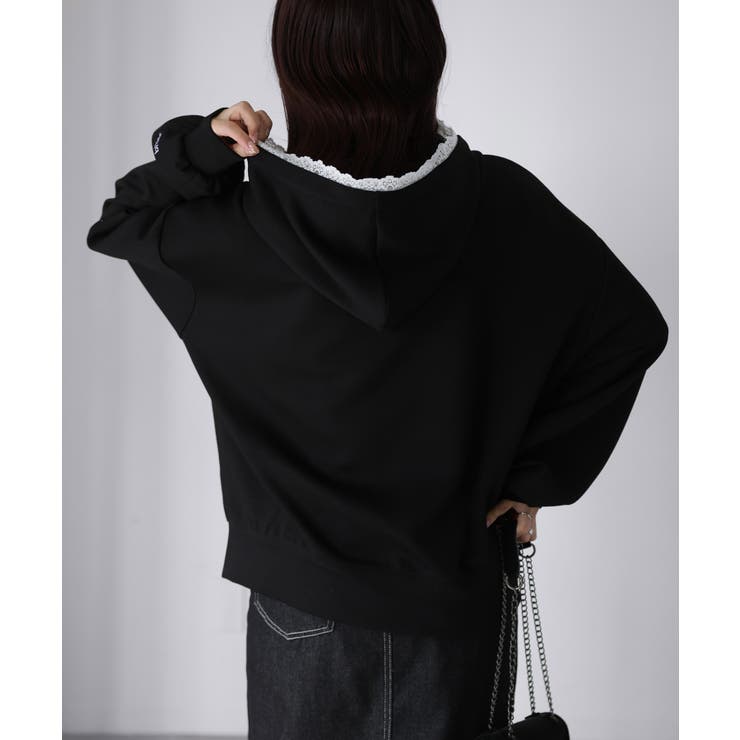 袖ロゴ刺繍レースダブルジップパーカー | Riberry | 詳細画像45 