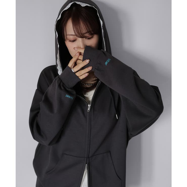 袖ロゴ刺繍レースダブルジップパーカー | Riberry | 詳細画像49 