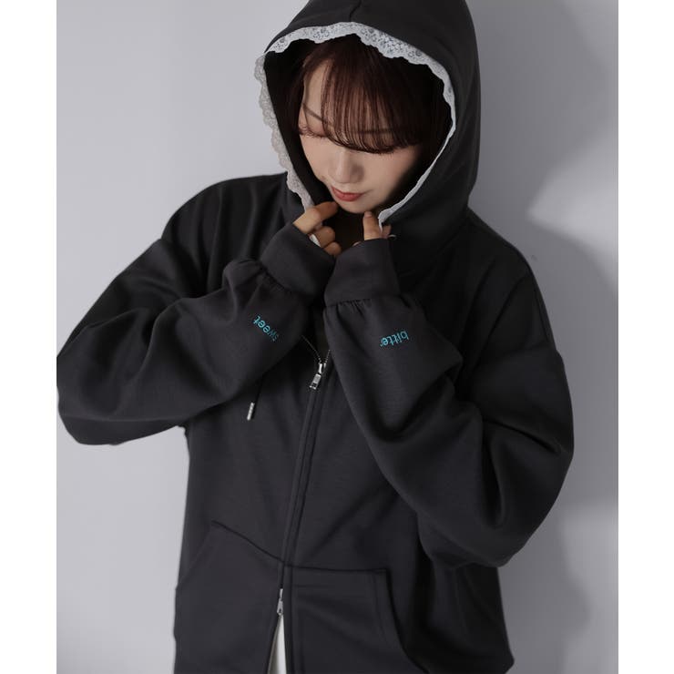 袖ロゴ刺繍レースダブルジップパーカー | Riberry | 詳細画像51 