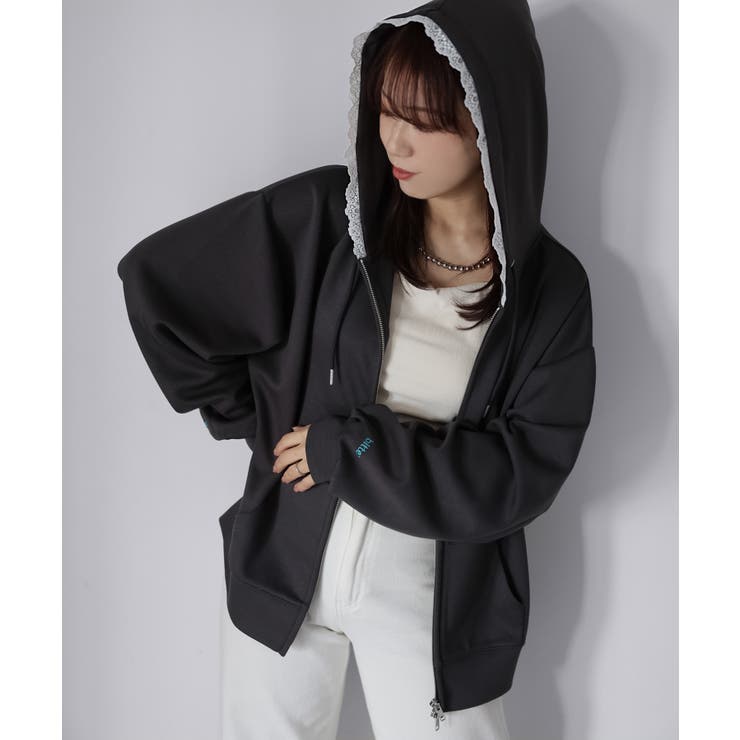 袖ロゴ刺繍レースダブルジップパーカー | Riberry | 詳細画像53 