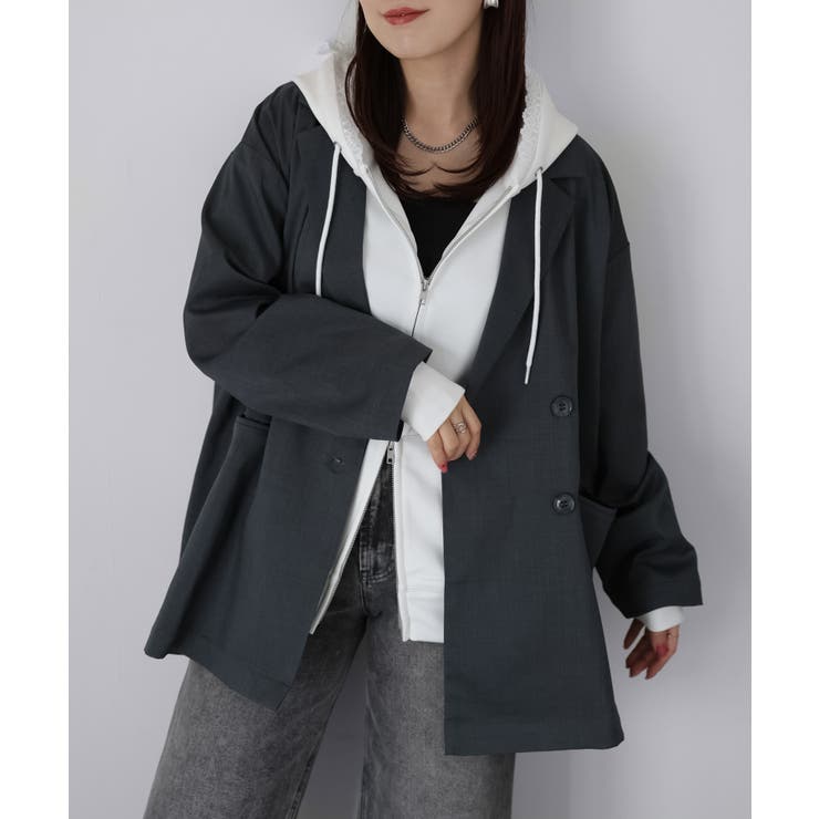 袖ロゴ刺繍レースダブルジップパーカー | Riberry | 詳細画像56 