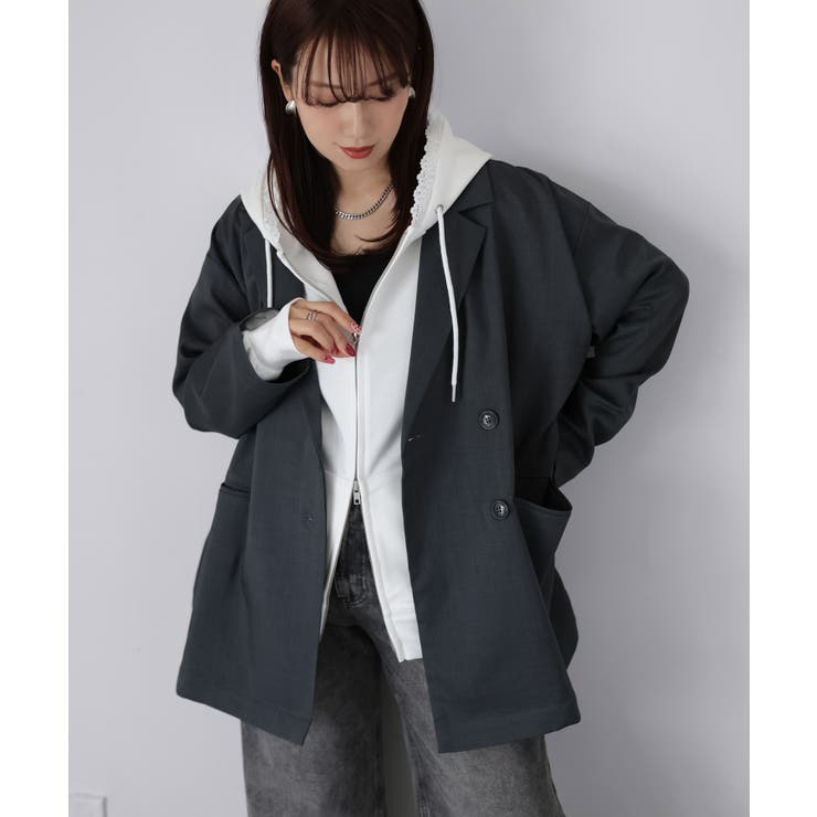 袖ロゴ刺繍レースダブルジップパーカー | Riberry | 詳細画像57 