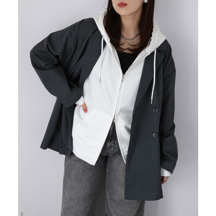 袖ロゴ刺繍レースダブルジップパーカー | Riberry | 詳細画像58 