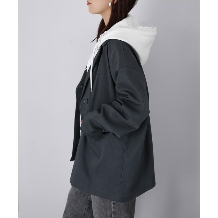 袖ロゴ刺繍レースダブルジップパーカー | Riberry | 詳細画像61 