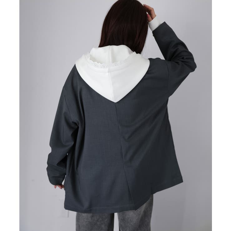 袖ロゴ刺繍レースダブルジップパーカー | Riberry | 詳細画像62 