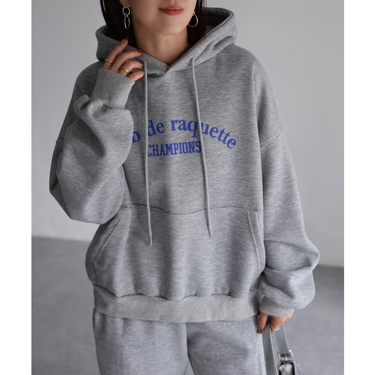 グレー | 裏起毛パーカー/ロゴスウェット セットアップ | Riberry