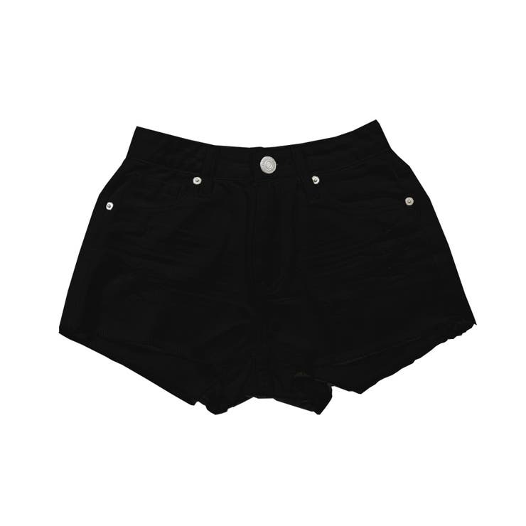 ワイドヘムデニムショートパンツ ダメージ ショーパン[品番