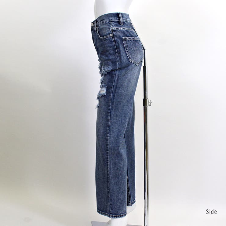 オシャレ ワイド ルーズ デニムパンツ ブロークン ブロークンルーズフレアパンツ ダメージデニム ダメージパンツ