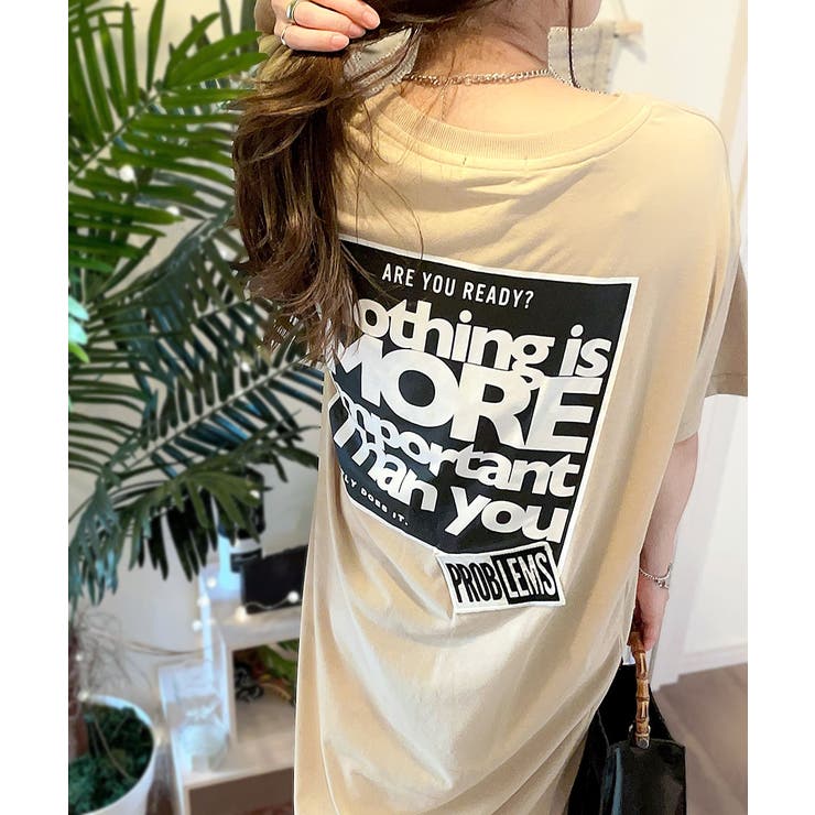 スリット入りMORE半袖ワンピース ロングワンピース Tシャツワンピース