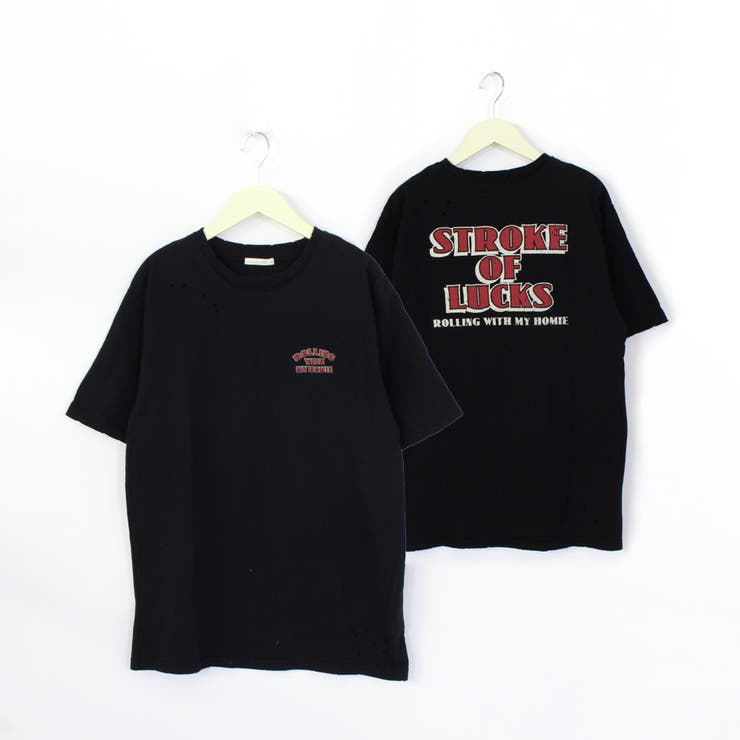 ブラック】バックロゴプリント天竺丸BIGPO半袖 Tシャツ プルオーバー