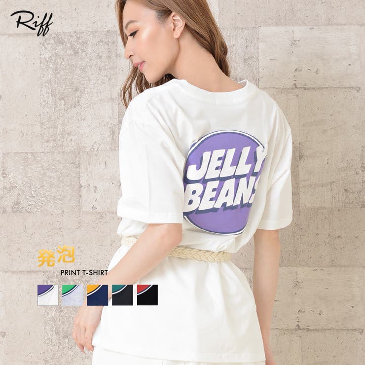 JELLYBEANS発泡プリント天竺丸BIGPO半袖 ロゴプリント Tシャツ
