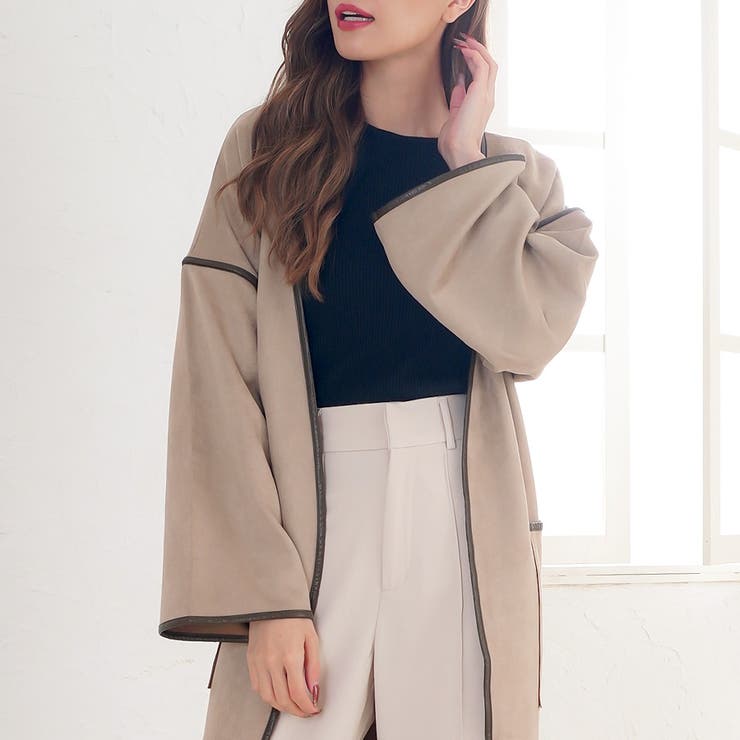 ダブルフェイスパイピングガウン （Kastane】ダブルフェイスマキシ  