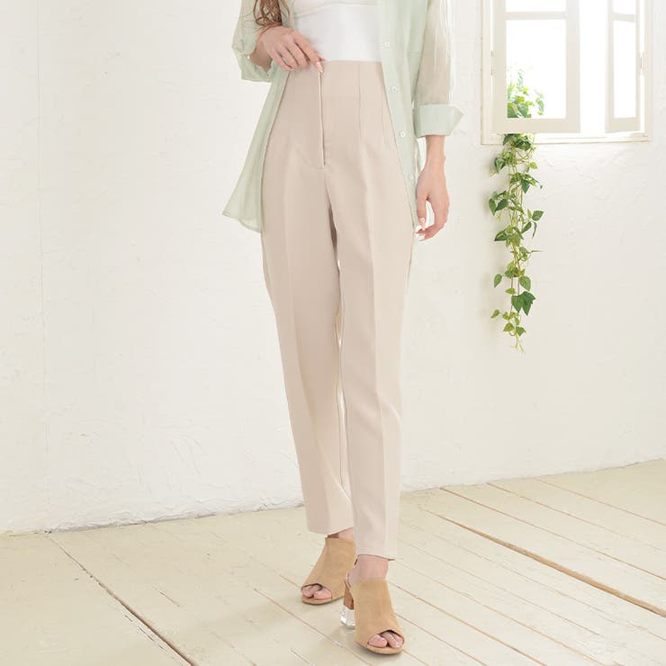 サンドベージュ | ハイウエストテーパードパンツ ロングパンツ オフィスカジュアル | Riff