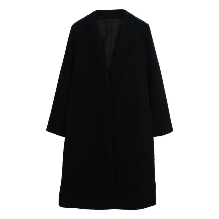 ブラック | ノーカラーコート ロングコート ベーシック アウター Riff リフ | Riff