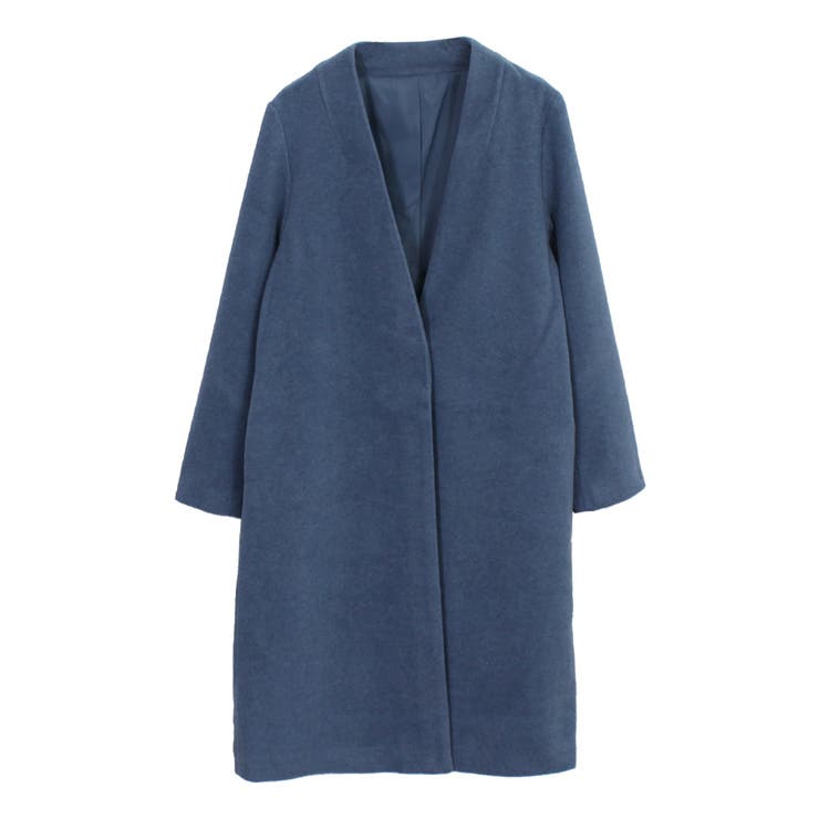 ブルー | ノーカラーコート ロングコート ベーシック アウター Riff リフ | Riff