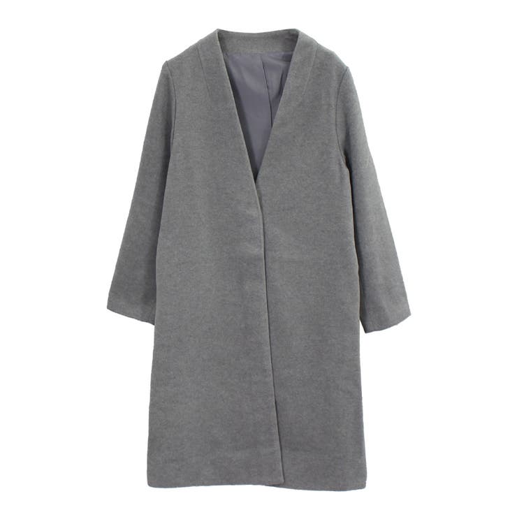 モクグレー | ノーカラーコート ロングコート ベーシック アウター Riff リフ | Riff