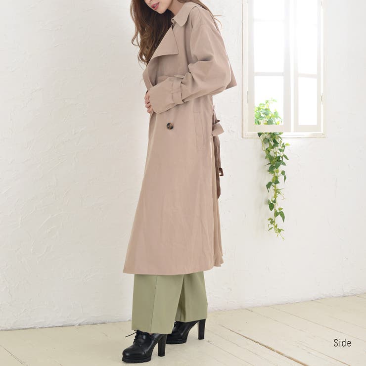 新しい到着 バックプリーツスプリングコート ピンクベージュ 人気特価激安