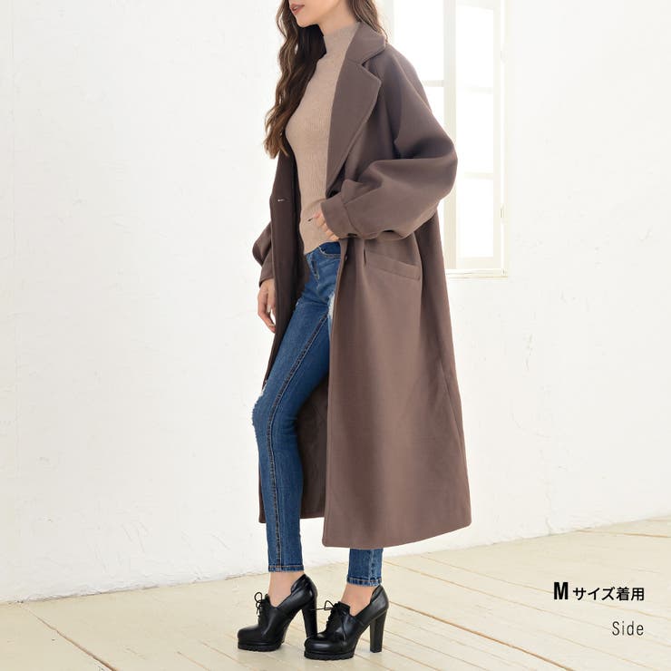 スタジオニコルソン　ラグランコート　19aw 美品　ブルー✖︎グレー　Mサイズ ボリューム袖ラグランコート チェスターコート ロングコート[品番
