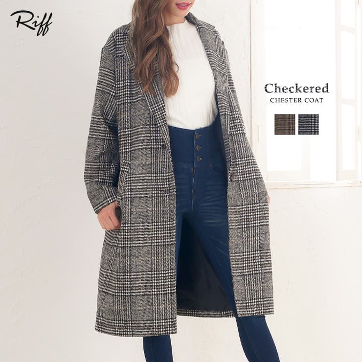 グレンチェック柄チェスターコート アウター ツイード[品番