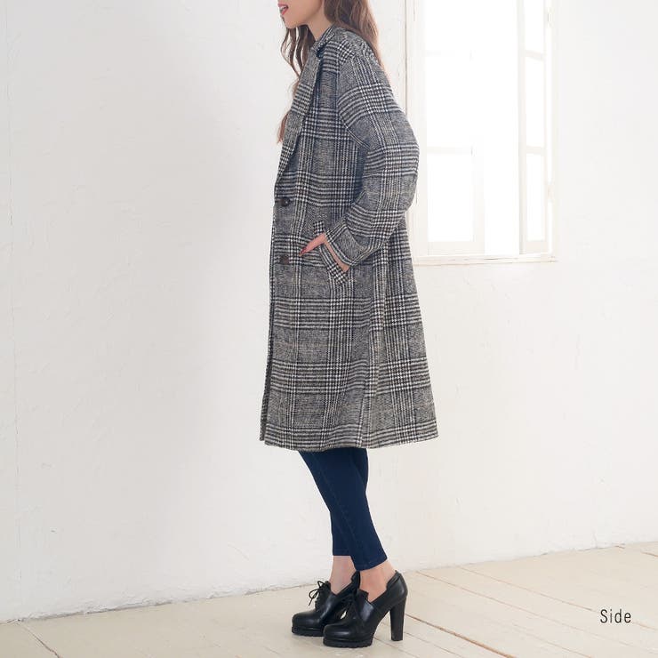 グレンチェック柄チェスターコート アウター ツイード[品番