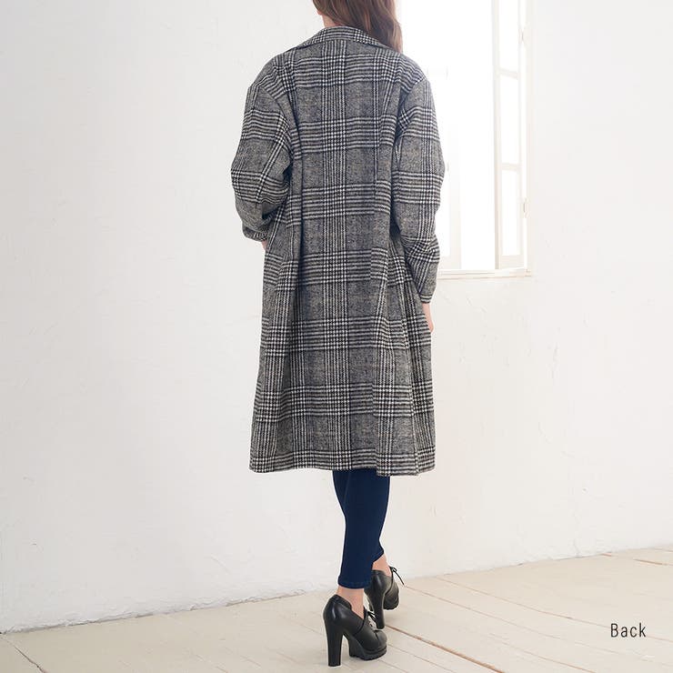 グレンチェック柄チェスターコート アウター ツイード[品番