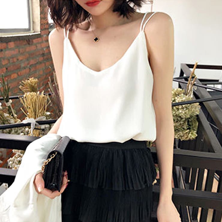 Vネックキャミソール バッククロスデザイン ノースリーブ 品番 Netw Riff リフ のレディースファッション通販 Shoplist ショップリスト