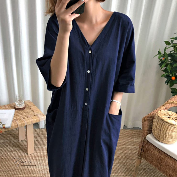 タグ付♡ボンポワン｜リネンコットン サンドレス✾リゾートワンピース140 ポケット付きワンピース リネン コットン[品番：NETW0000277