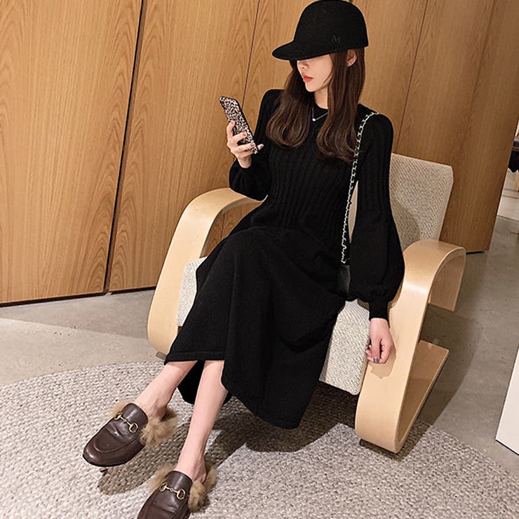 ボリューム袖ワンピース ニット ニットワンピ 品番 Netw Riff リフ のレディースファッション通販 Shoplist ショップリスト