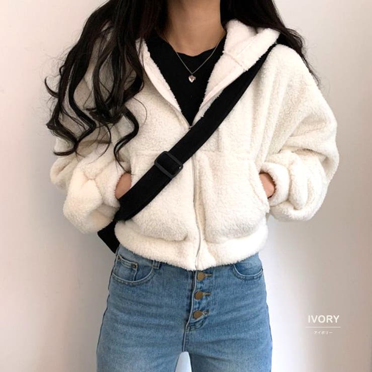 ショートボアブルゾン パーカー ショート丈