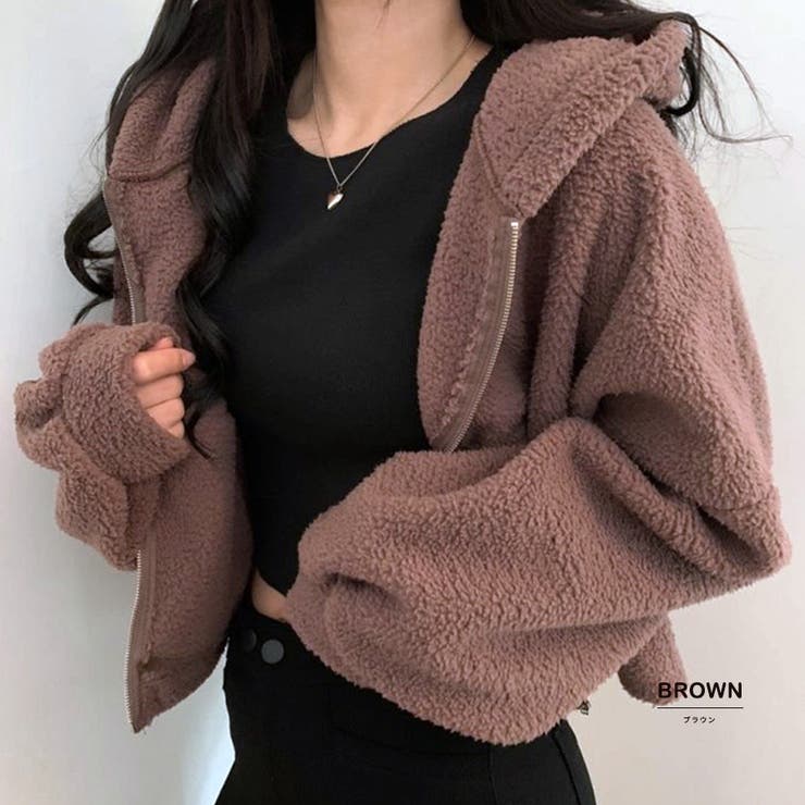 ショートボアブルゾン パーカー ショート丈