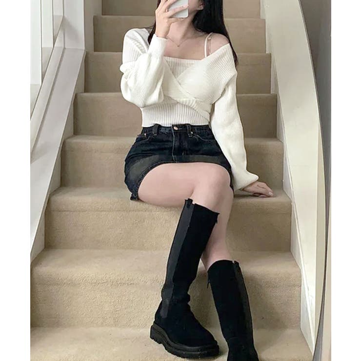 デコルテ見せリブニット セーター トップス | Riff | 詳細画像18 