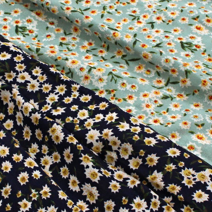 小花柄シャーリングワンピース ロングワンピース シフォン