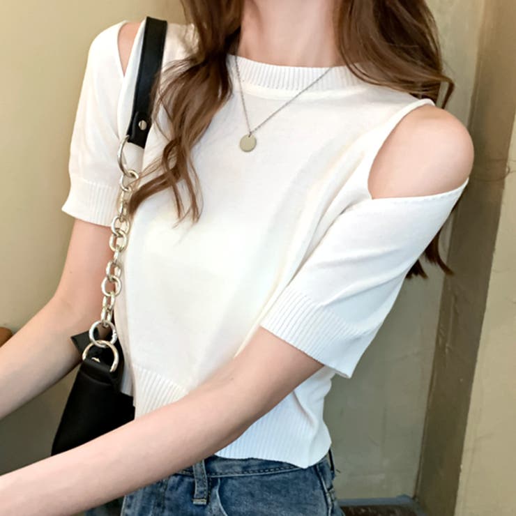 Off-White クロップド Tシャツ ホワイト　ショート丈　トップス クロップド Off-White(オフホワイト) Tシャツ・カットソー