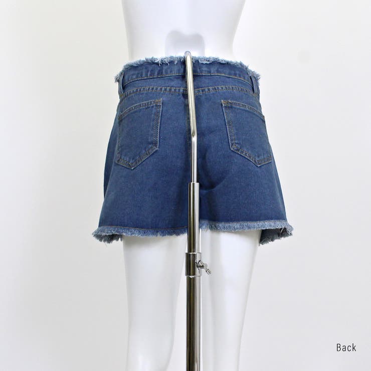 フリンジハイウエストショートパンツ デニム ショーパン[品番