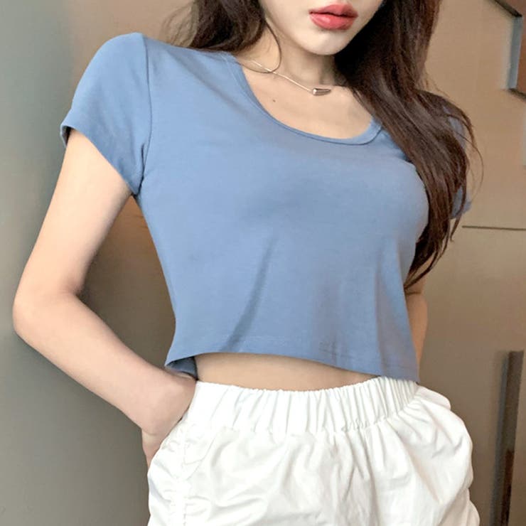 ショート丈カラーTシャツ カットソー インナー[品番
